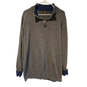 Tailorbyrd Quarter Zip Fine Knit 100% Cotton Pullover Sweater, Gray, Sz XLT